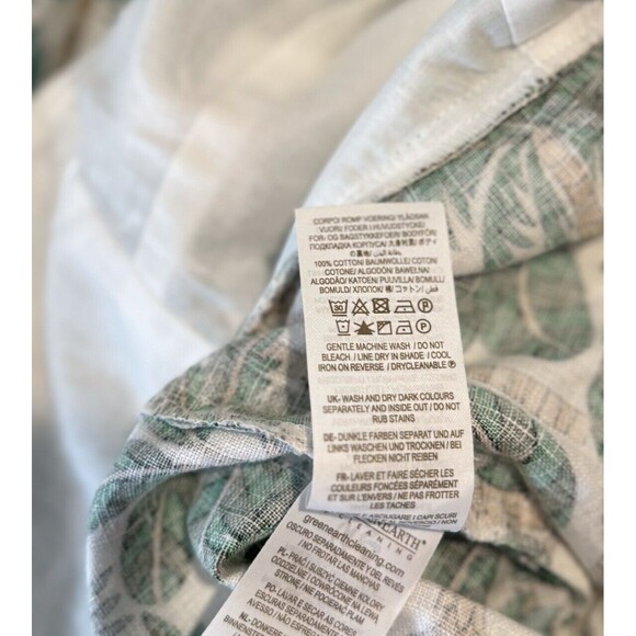 Boden Womens Jumpsuit Green Lola Palm Forest Linen V Neck Smocked Boho 8T Tall - Picture 9 of 10